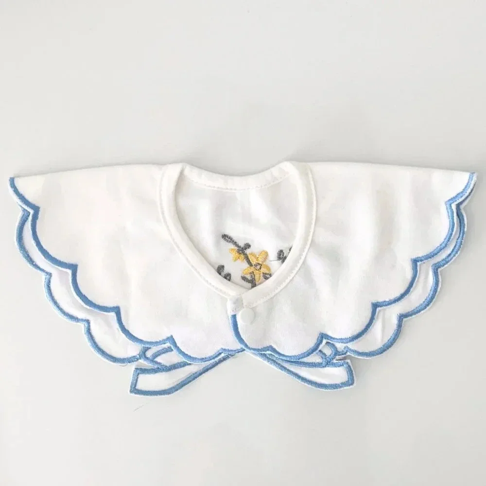 NWT Lovely Boutique Embroidered Girls Baby Bibs Pretty Flowers & Bows Set of 2